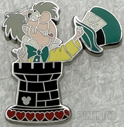 DL - Mad Hatter - Rising From Rook Chess Piece Holding Trademark Hat - Alice in Wonderland Chess - Hidden Mickey Lanyard 2008