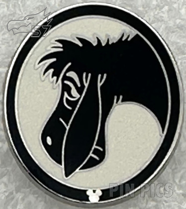 DL - Eeyore - Facing Left in Black Oval Frame - Pooh Character Silhouette - Hidden Mickey 2009