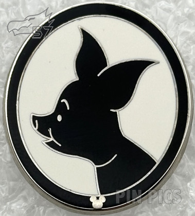 DL - Piglet - Facing Left in Black Oval Frame - Pooh Character Silhouette - Hidden Mickey 2009
