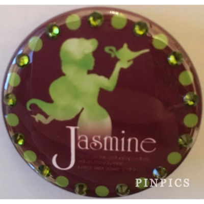 Button - Japan - Jasmine Silhouette in Green with Gems