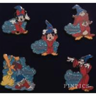 Japan - Minnie, Minnie, Goofy, Donald, Chip & Dale - Sorcerer Fantasia - D23 Expo 2013 - Pin Set