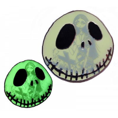Nightmare Before Christmas - Jack Skellington face with Sally glow pin