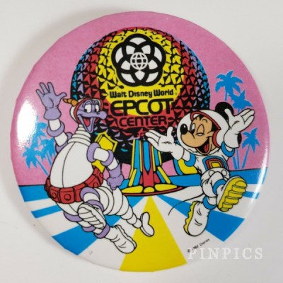 WDW - Mickey & Figment at Spaceship Earth 1982 - Button
