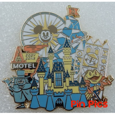 DIS - Disneyland - D23 - Disney Parks Around the World - Castle - Small World - Mickey - Pan Ship - Mr Toad - Ghost - Motel