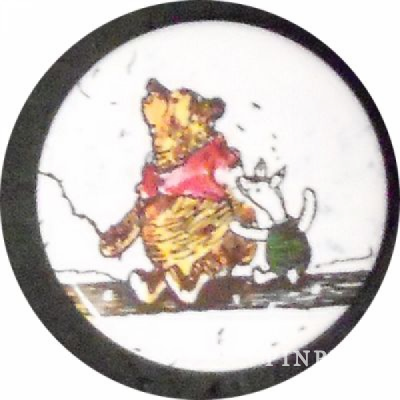 Button - Classic Pooh and Piglet Sitting on Log