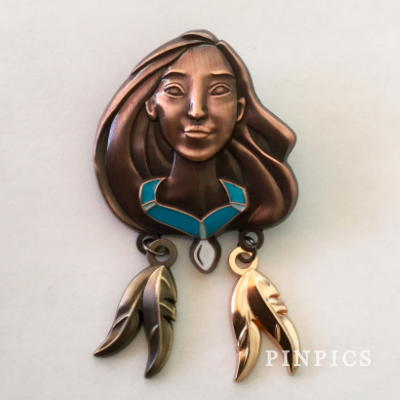 Bronze Pocahontas Head with Feather Dangles