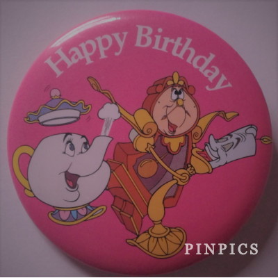 Button - Mrs. Potts, Cogsworth and Lumiere - Happy Birthday