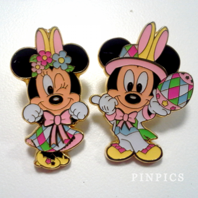 TDR - Mickey & Minnie Mouse - Easter Bunny - 2 Pin Set