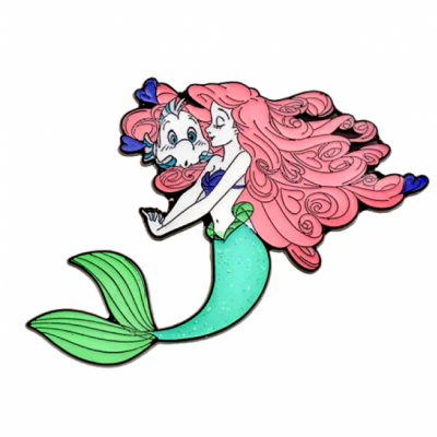 JDS - Ariel & Flounder - Little Mermaid - Pink Ribbon Princess - From a 3 Pin Set