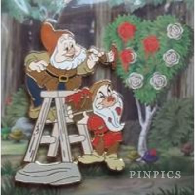WDI - Seven Dwarfs New Fantasyland Construction Fence - Happy and Grumpy Painting the Roses Red