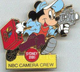 Boot leg pin ~ Sydney 2000 NBC Camera Crew Mickey, Light Blue Jacket
