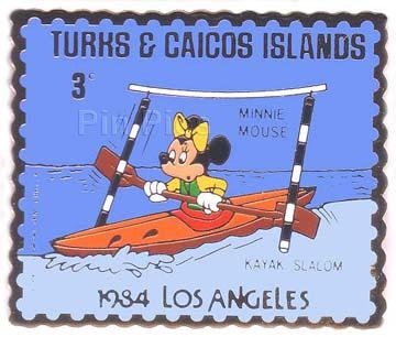 Turks & Caicos Islands - Minnie Mouse 1984 Olympics Kayak Slalom Stamp Pin