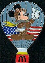 Boot Leg Pin ~ Patriotic Mickey Hot Air Balloon (Grey/Gray)
