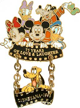 WDW - Mickey Minnie Donald Pluto Goofy Daisy - 1998 Disneyana 75 Years - Dangle