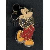 older shy Mickey with foot up