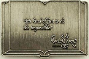 Disney Auctions - Walt Disney Book Quotation Pin #3 of 10 (It's Kind Of Fun To Do The Impossible) (Pewter Prototype)