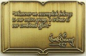 Disney Auctions - Walt Disney Book Quotation Pin #10 of 10 (...A Tribute To Our Combined Effort) (Bronze Prototype)