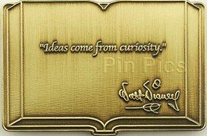 Disney Auctions - Walt Disney Book Quotation Pin #7 of 10 (Ideas Come From Curiosity) (Bronze Prototype)