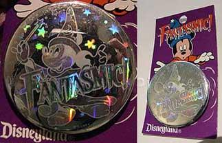 Disneyland Holographic Sorcerer Mickey Fantasmic Button