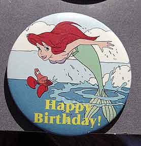 Little Mermaid (Ariel) Happy Birthday Button