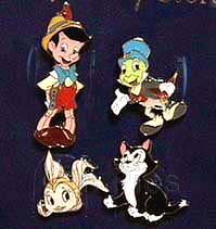 JDS - Pinocchio, Jiminy, Cleo & Figaro - Mini 4 Pin Set