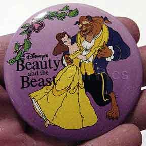 Beauty and the Beast Button (Lavender Floral Background)
