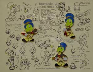 Jiminy Cricket - Model Sheet - Framed 3 Pin Set