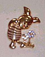shy gold Piglet with spring-action jeweled flowers