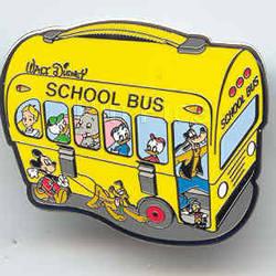 DLR - Mickey Pluto Donald Nephews Alice Dumbo Goofy Jiminy - Yellow School Bus - Lunch Box Series