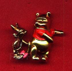 Pooh and Piglet Brooch - Piglet Pinning Tail on Pooh