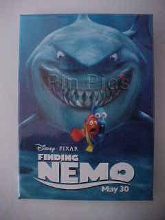 Finding Nemo - Movie Promo Button (Bruce with Marlin and Dory)