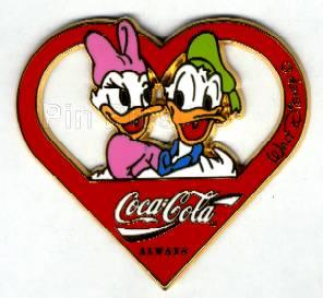 Donald & Daisy Inside a Heart Coca-Cola Pin
