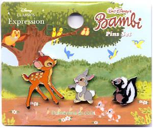 Japan - Bambi, Thumper & Flower - Disney Classics Expressions - 3 Pin Set - Sony