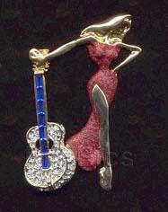Vasari 3D Jessica Rabbit and Guitar Jewelry Pin
