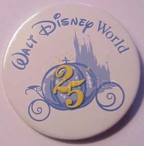 Button: Walt Disney World 25 - Cinderella's Coach and Castle