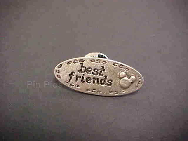 Silver oval Best Friends pin with Mickey head