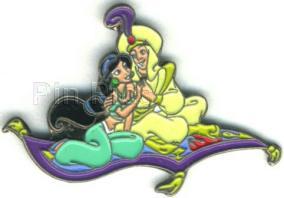 Jasmine and Aladdin on a flying carpet