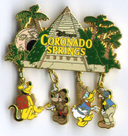 WDW - Pluto, Mickey, Donald, Goody - Coronado Springs Resort - Dangle