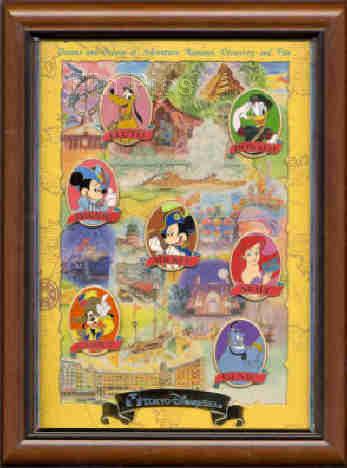 TDR - Mickey, Goofy, Minnie, Pluto, Donald, Ariel & Genie - Ports Character - Pin Frame Set - TDS