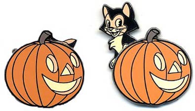 Disney Catalog - Figaro Behind Pumpkin for Trick or Treat Halloween