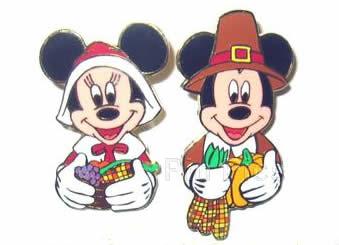 DLR - Thanksgiving 2003 2 Pin Set (Mickey & Minnie Pilgrims)