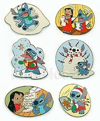 Disney Auctions - Lilo and Stitch Lilo and Stitch Christmas Holiday pin set #2 (Milk & Cookies) Holiday Pin Set (6 pins)
