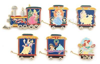 Disney Auctions - Christmas Pin Princess Train Set (Aurora, Cinderella, Ariel, Jasmine, Snow White, Belle)