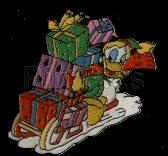 Donald Duck on Sleigh with Christmas Gifts