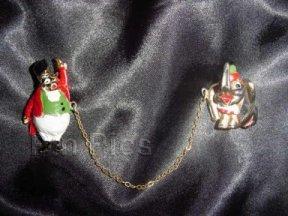 Vintage Dumbo Sweater Clasp Pin with Chain