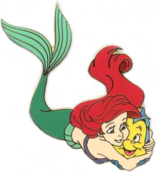 Little Mermaid Wooden Boxed Pin Set (Ariel Hugging Flounder)