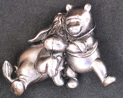 Eeyore and Pooh Hugging Pewter Pin