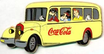 Boot Leg Pin ~ Coca-Cola Bus with Goofy and Mickey