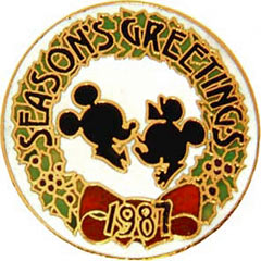 DL - Mickey and Minnie - Season's Greetings 1987 - Christmas Wreath - Cast Member Exclusive