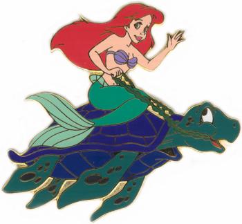 Ariel - The Little Mermaid - Riding A Turtle